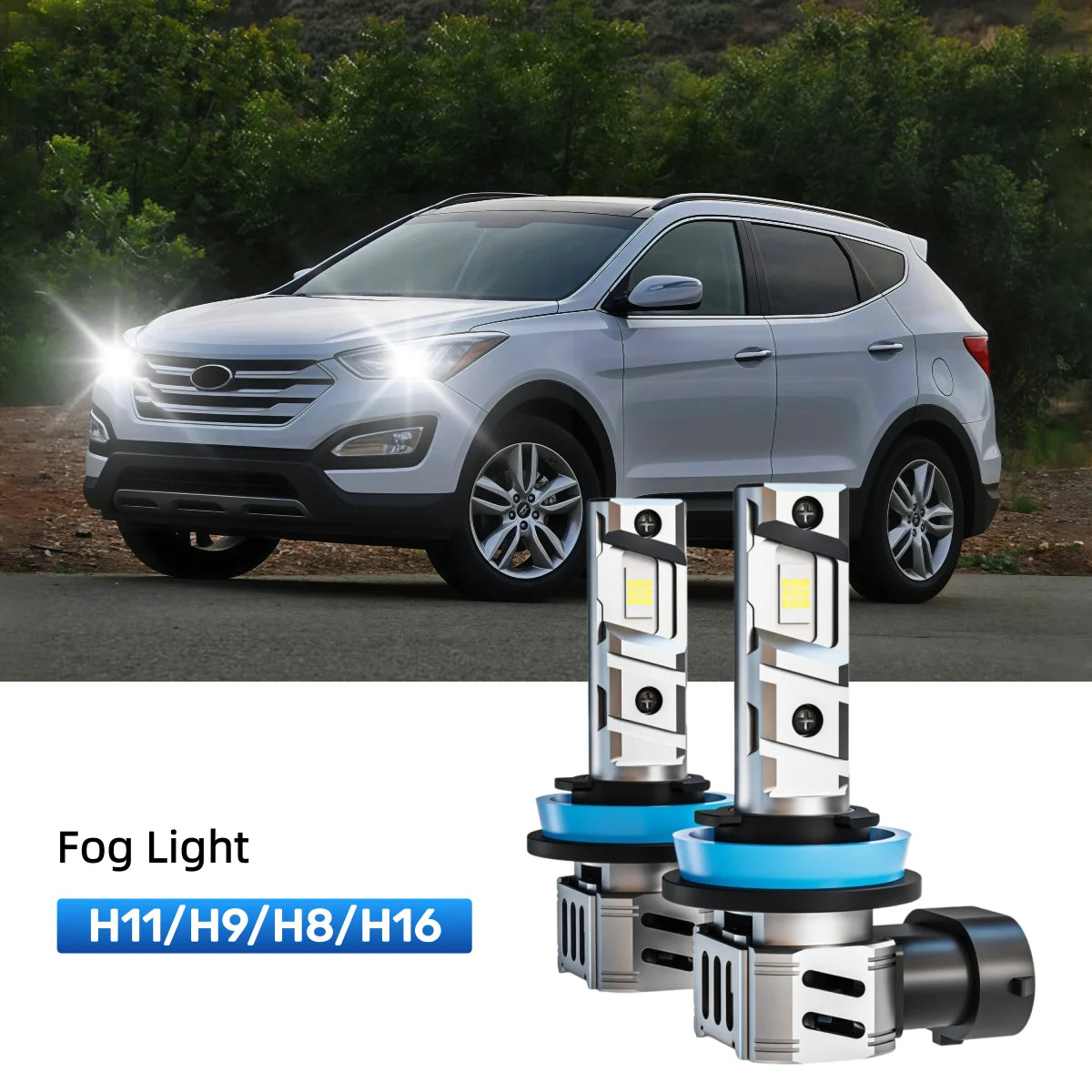 Best H11 LED fog light bulbs replacement for 2013-2016 Hyundai Santa Fe