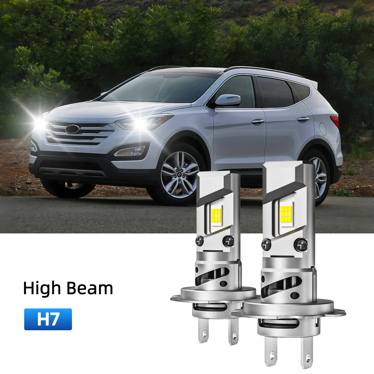 Best H7 LED high beam bulbs replacement for 2013-2016 Hyundai Santa Fe