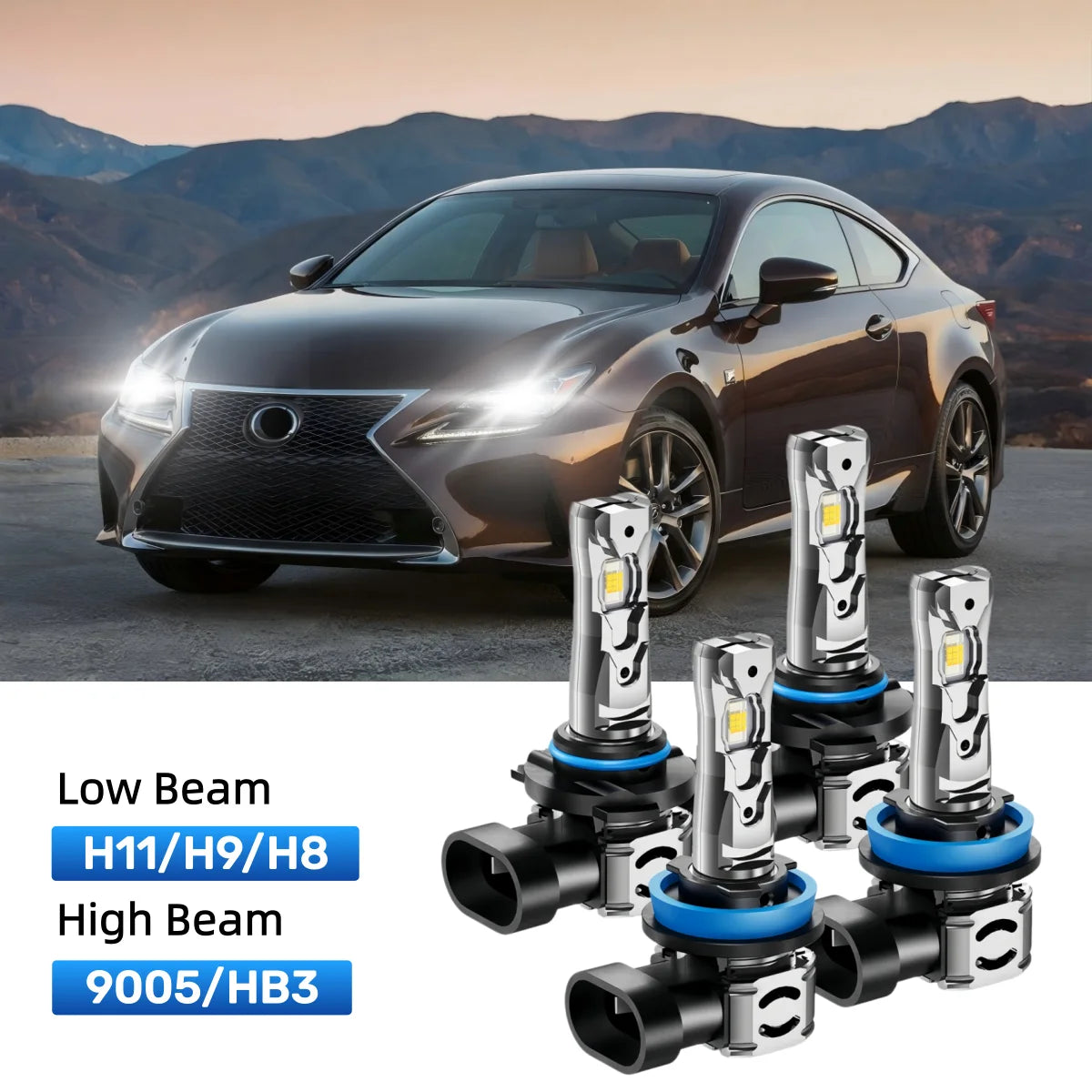 Fit for 2014 Lexus IS 350 9005 H11 LED Headlight Bulbs Upgrade | Brighter and Safer