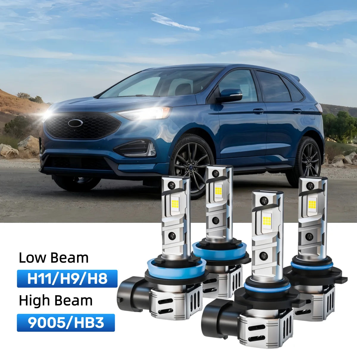 Fit for 2015-2018 Ford Edge H11 9005 LED Headlight Bulbs Upgrade | Brighter and Safer