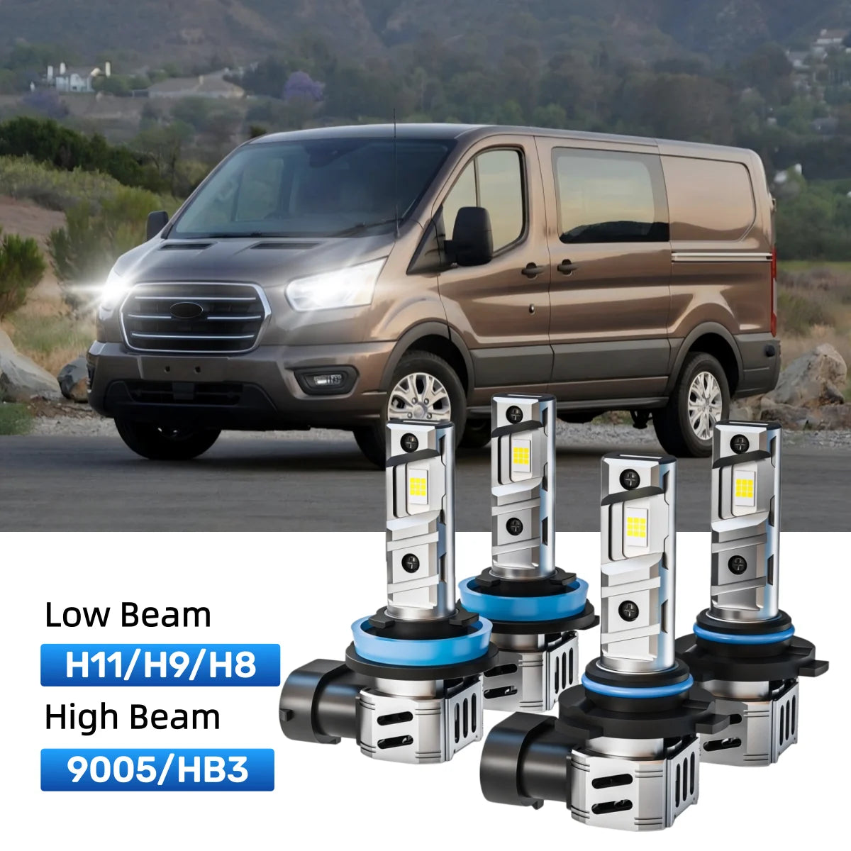 Fit for 2015-2020 Ford Transit-150/250/350 H11 9005 LED Headlight Bulbs Upgrade | Brighter and Safer