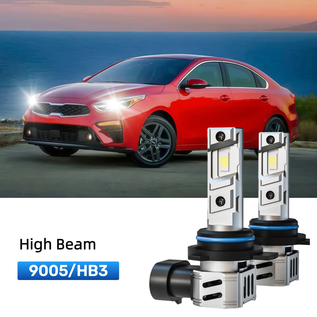 Best 9005 LED high beam bulbs replacement for 2017-2018 Kia Forte