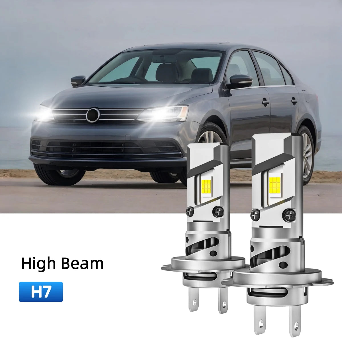 Best H7 LED high beam bulbs replacement for 2017-2018 Volkswagen Jetta