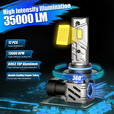 LED Headlight Bulb 35000LM for High Intensity Illumination