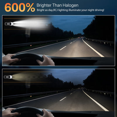 RCJ LED Headlight Bulbs Brighter Than Halogen 600% Increase
