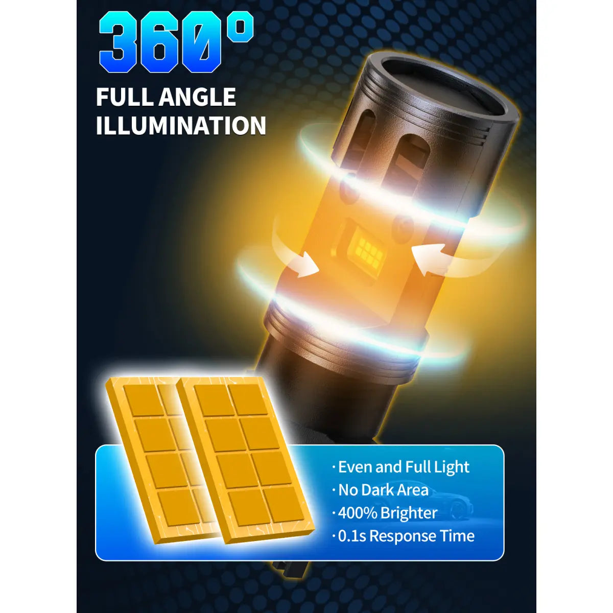 3157 Amber LED DRL Light Bulbs Full-angle Lighting