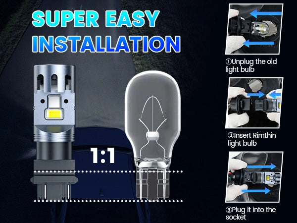 3157 LED DRL lamps are easy to install