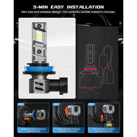 Fit for 2007-2008 Nissan Altima H1 H11 LED Headlight Bulbs Upgrade | Brighter and Clearer
