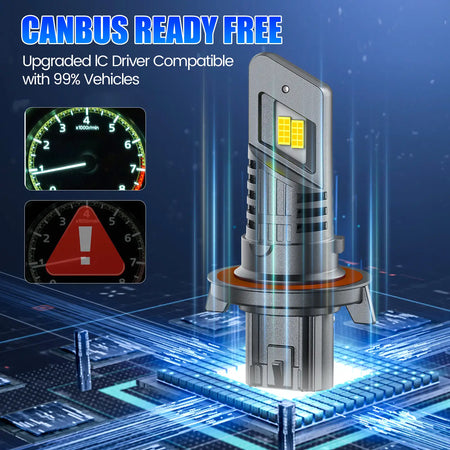 E1 Series H13 LED headlight bulbs are error-free

