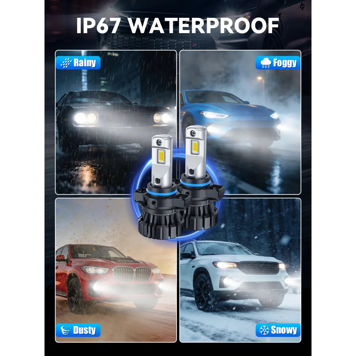 5202 5201 LED Fog Light Bulbs IP67 Waterproof Rating