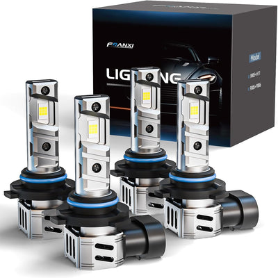 FRANXI 9005/HB3 9006/HB4 LED Headlight Bulbs 6000K White Pack of 4