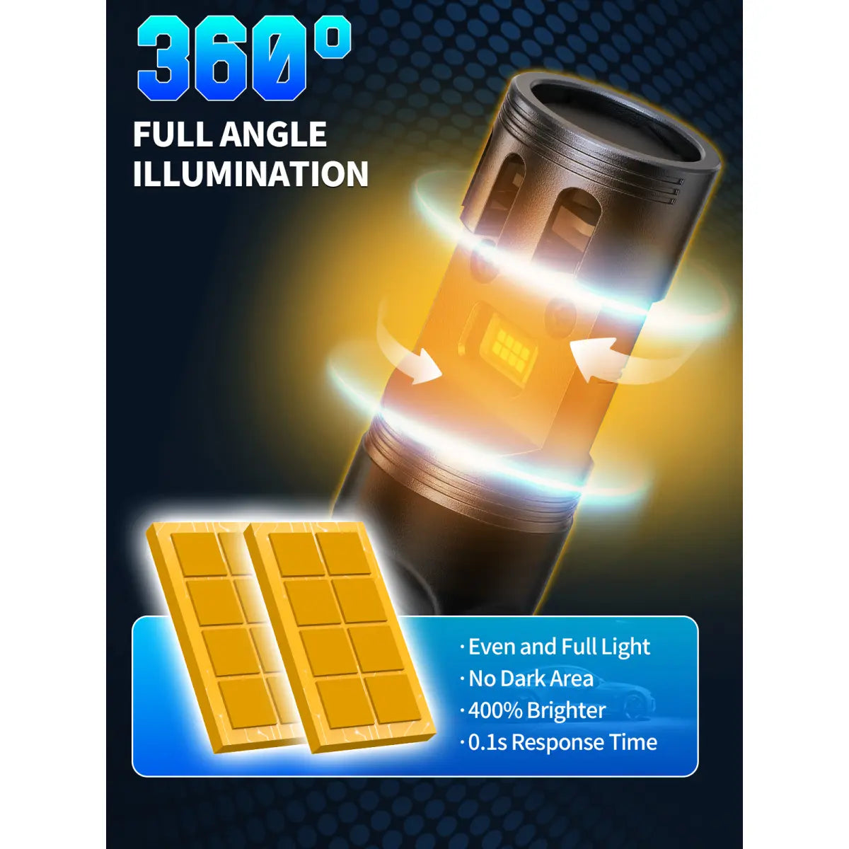 7443 Amber LED Side Marker Light Bulbs Full-angle Lighting