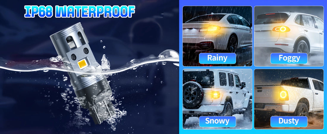7443 Amber LED Turn Signal Bulb with IP67 Waterproof Rating
