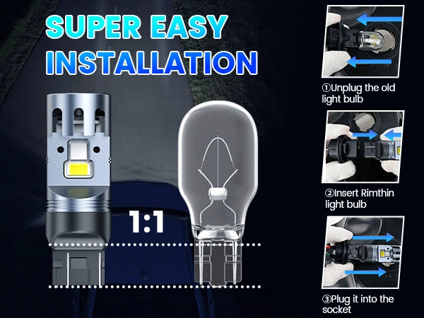 7443 LED DRL lamps are easy to install