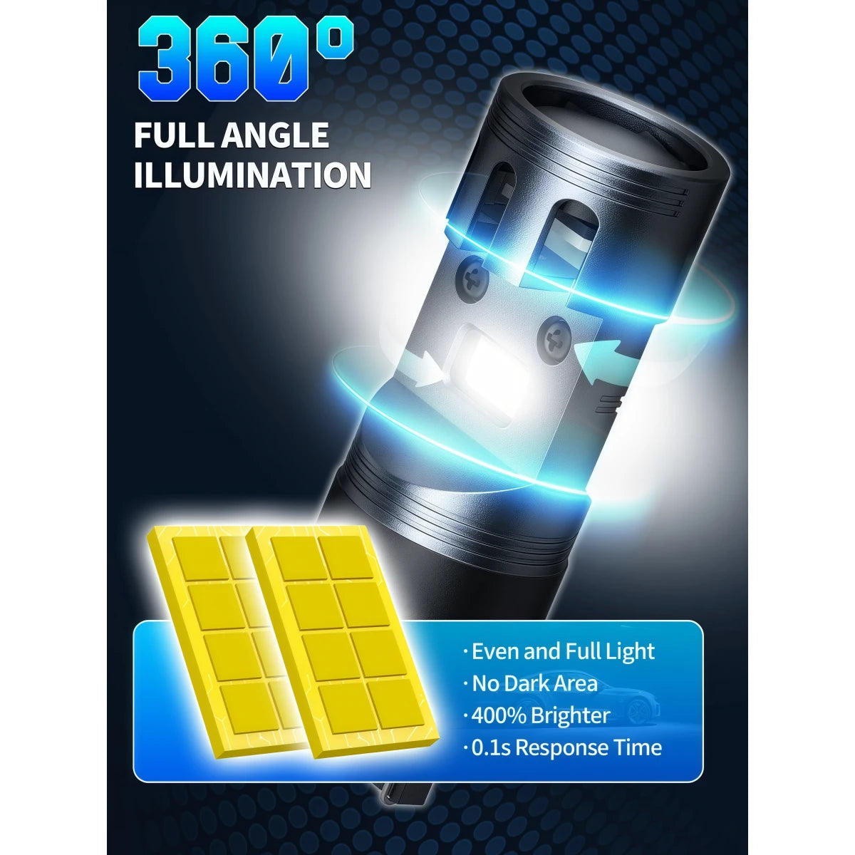 7443 White LED Parking Light Bulbs Full-angle Lighting