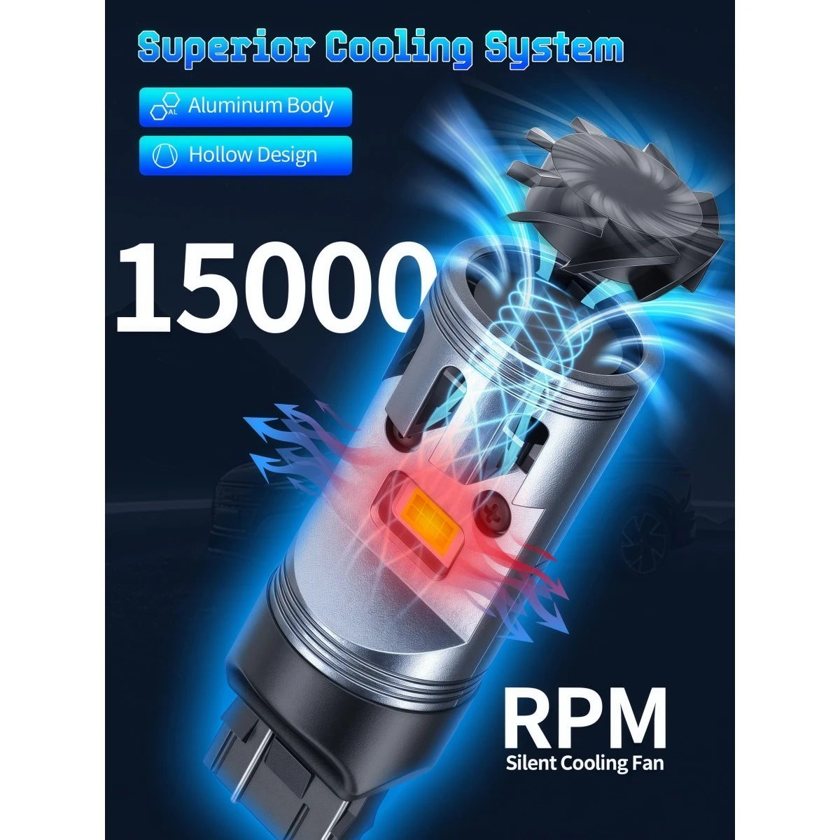 7443 LED backup lights excellent cooling system