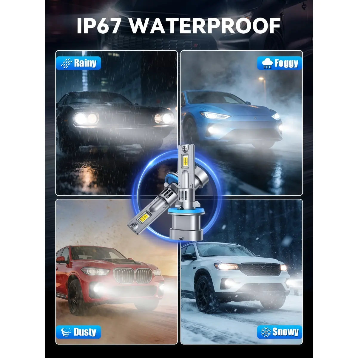 880 LED Fog Light Bulbs IP67 Waterproof Rating