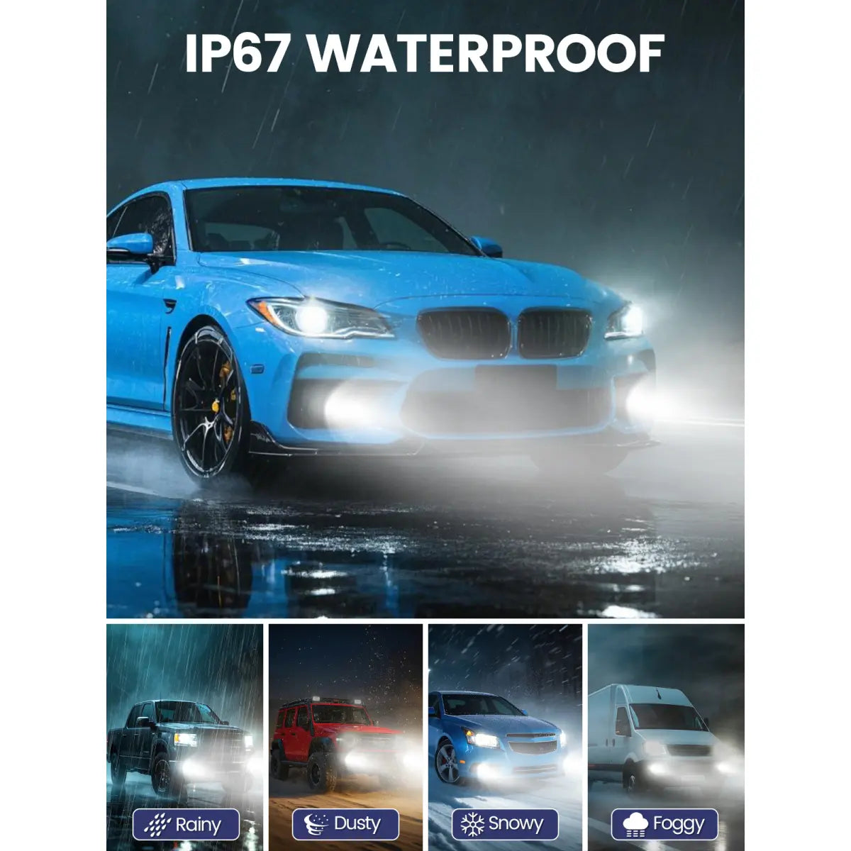 C2 Series H7 Headlight Bulbs are Suitable for All Weather