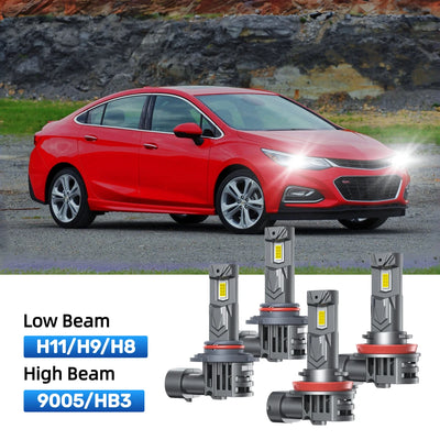 RIMTHIN H11 Low Beam and 9005 High Beam LED Bulbs Kits Fit for 2016-2018 Chevrolet Cruze