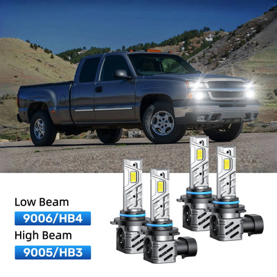 RIMTHIN 9006 Low Beam and 9005 High Beam LED Bulbs Kits Fit for 2001-2003 Chevrolet Silverado 1500 HD