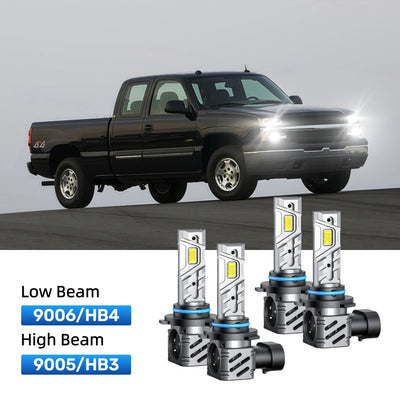 RIMTHIN 9006 Low Beam and 9005 High Beam LED Bulbs Kits Fit for 2005 Chevrolet Silverado 1500 HD
