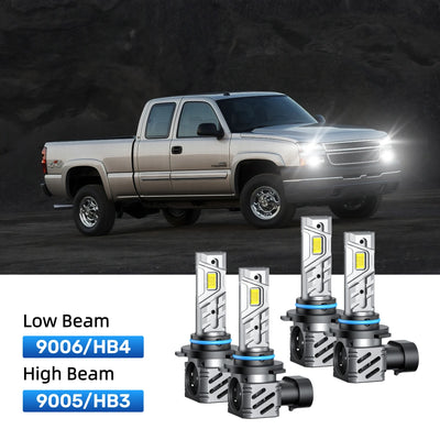 RIMTHIN 9006 Low Beam and 9005 High Beam LED Bulbs Kits Fit for 2007 Chevrolet Silverado 1500 HD Classic
