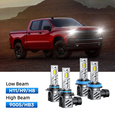 RIMTHIN H11 Low Beam and 9005 High Beam LED Bulbs Kits Fit for 2019-2021 Chevrolet Silverado 1500