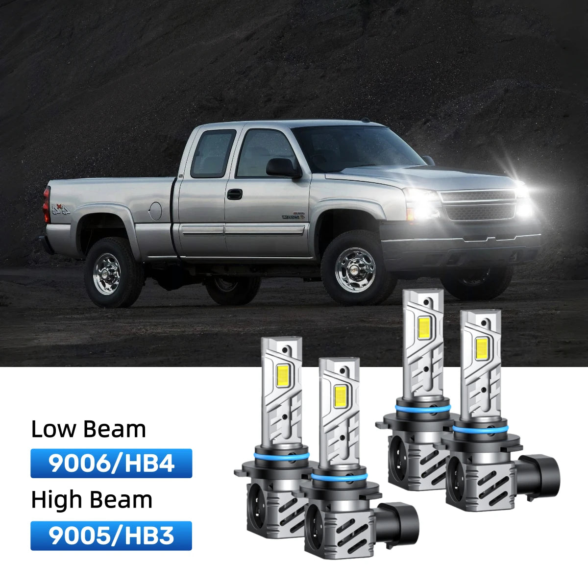 RIMTHIN 9006 Low Beam and 9005 High Beam LED Bulbs Kits Fit for 1999-2004 Chevrolet Silverado 2500