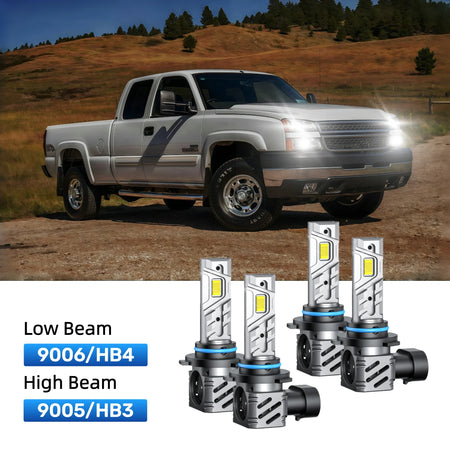 RIMTHIN 9006 Low Beam and 9005 High Beam LED Bulbs Kits Fit for 2001-2006 Chevrolet Silverado 2500 HD