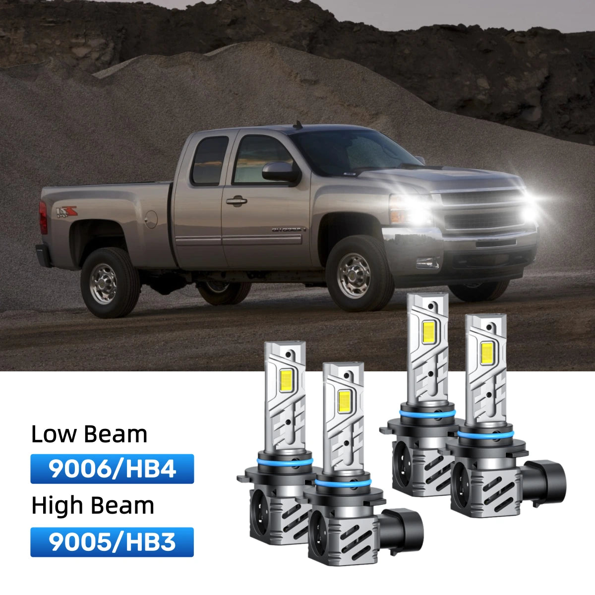 RIMTHIN 9006 Low Beam and 9005 High Beam LED Bulbs Kits Fit for 2007 Chevrolet Silverado 2500 HD