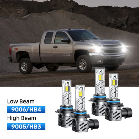 RIMTHIN 9006 Low Beam and 9005 High Beam LED Bulbs Kits Fit for 2007 Chevrolet Silverado 2500 HD