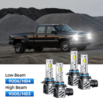 RIMTHIN 9006 Low Beam and 9005 High Beam LED Bulbs Kits Fit for 2001-2006 Chevrolet Silverado 3500