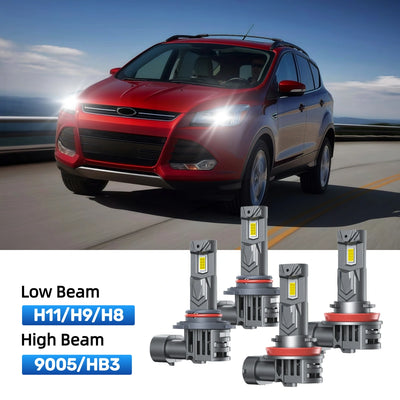 RIMTHIN H11 Low Beam and 9005 High Beam LED Bulbs Kits Fit for 2013 Ford Escape