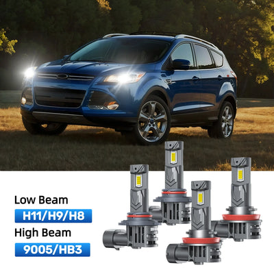 RIMTHIN H11 Low Beam and 9005 High Beam LED Bulbs Kits Fit for 2014-2016 Ford Escape