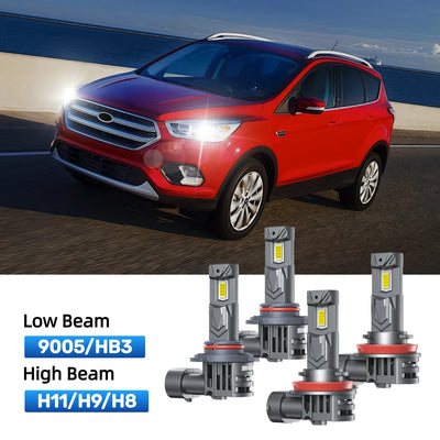 RIMTHIN H11 Low Beam and 9005 High Beam LED Bulbs Kits Fit for 2017 Ford Escape