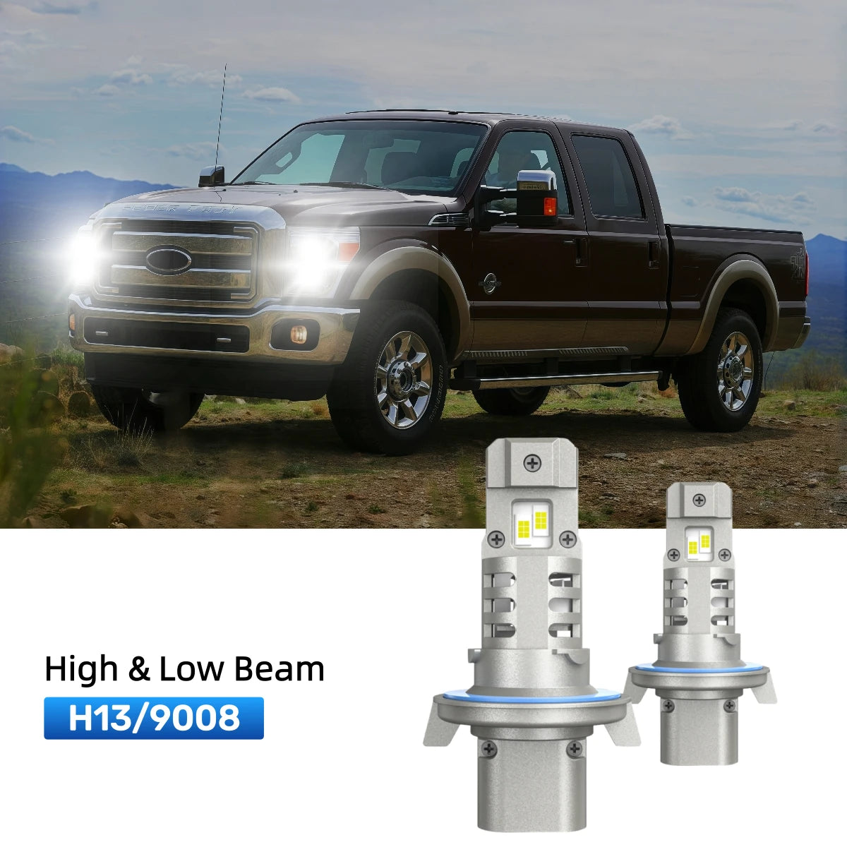 RIMTHIN H13 LED High & Low Beam Bulbs Fit for 2005-2010 Ford F-250 Super Duty