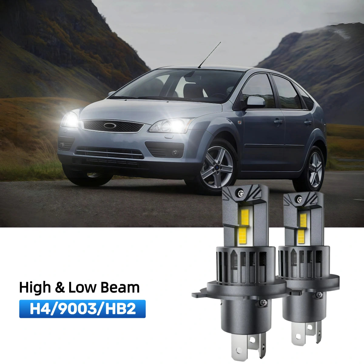 RIMTHIN H4 LED High & Low Beam Bulbs Fit for 2002-2004 Ford Focus