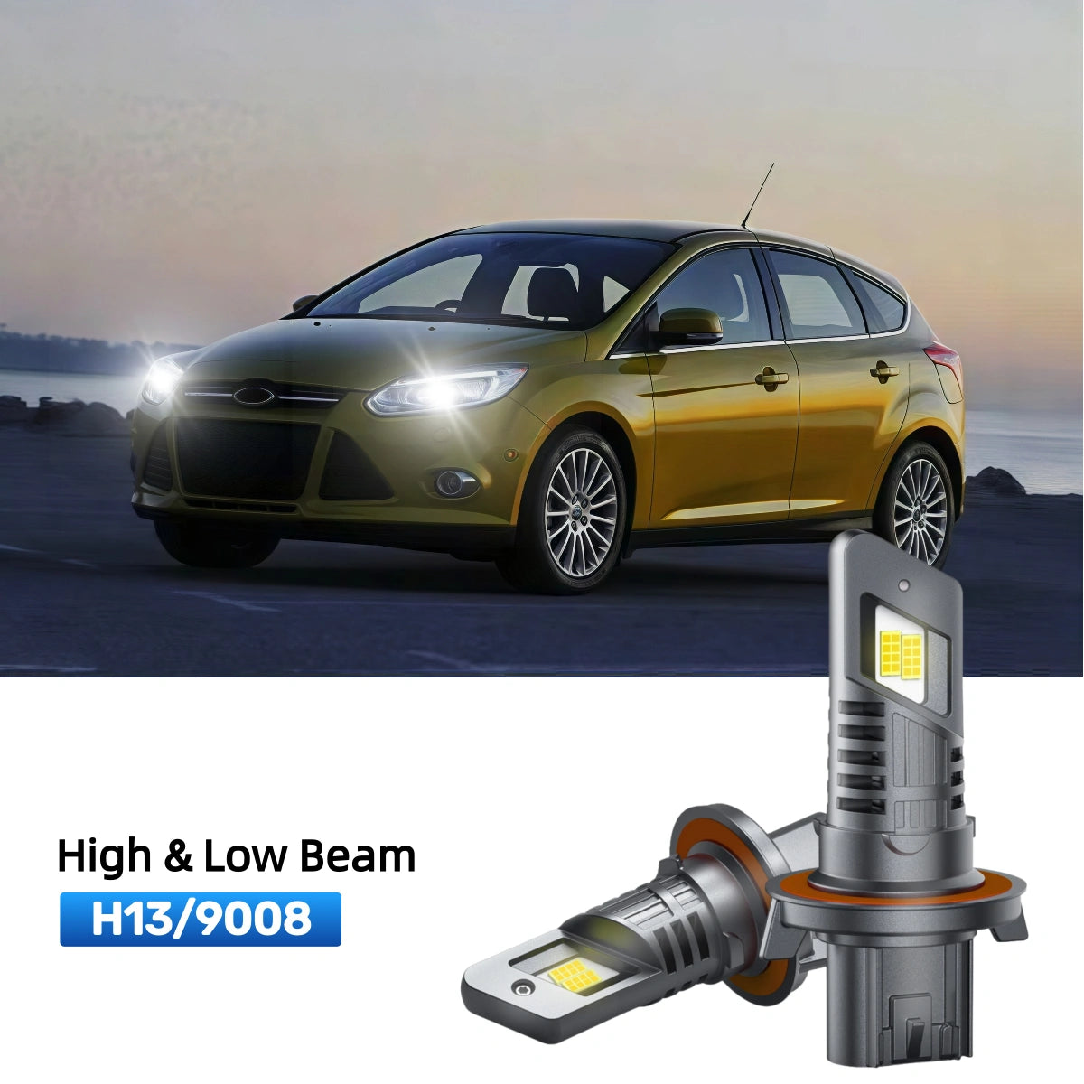 RIMTHIN H13 LED High & Low Beam Bulbs Fit for 2008-2011 Ford Focus