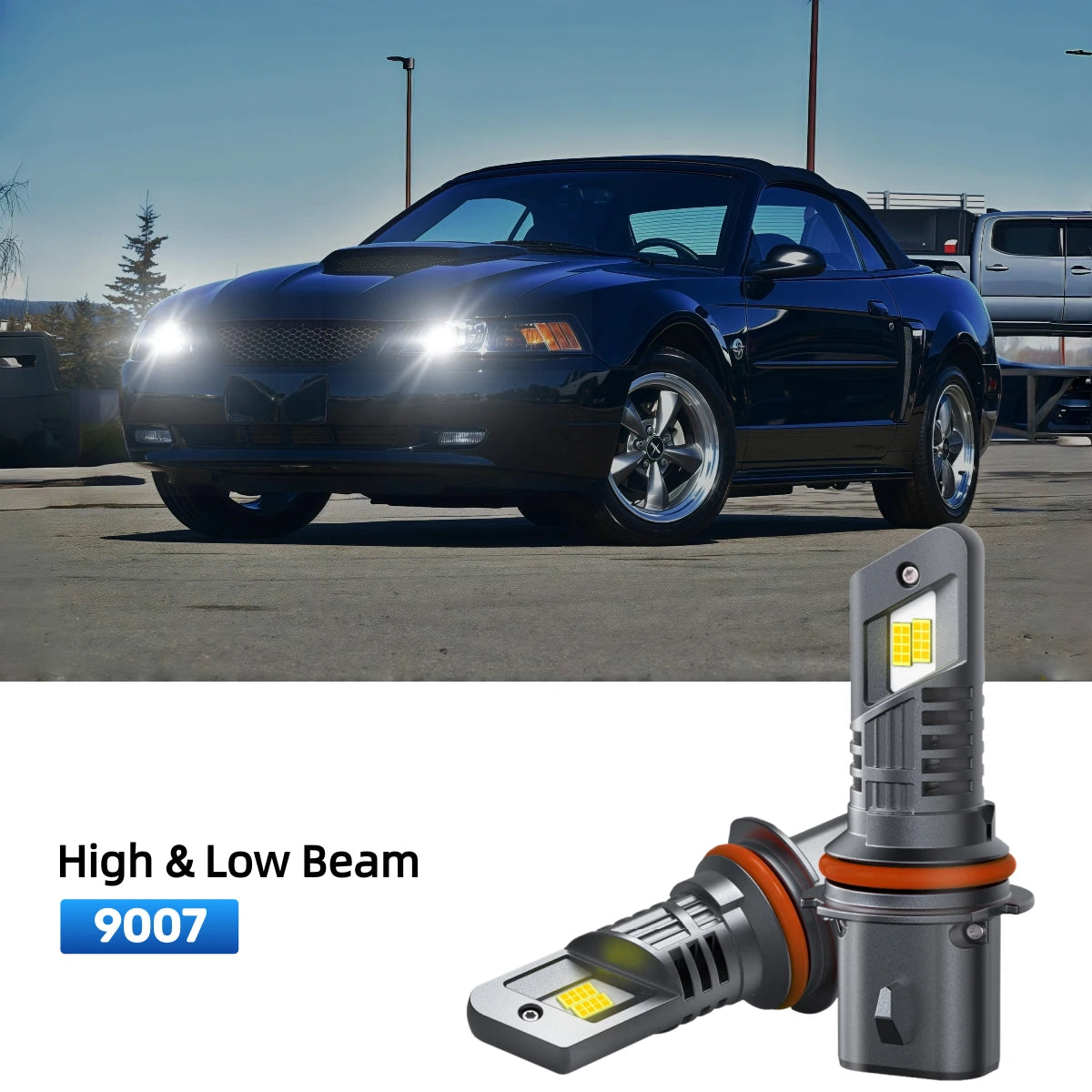 RIMTHIN 9007 LED High & Low Beam Bulbs Fit for 2003-2004 Ford Mustang