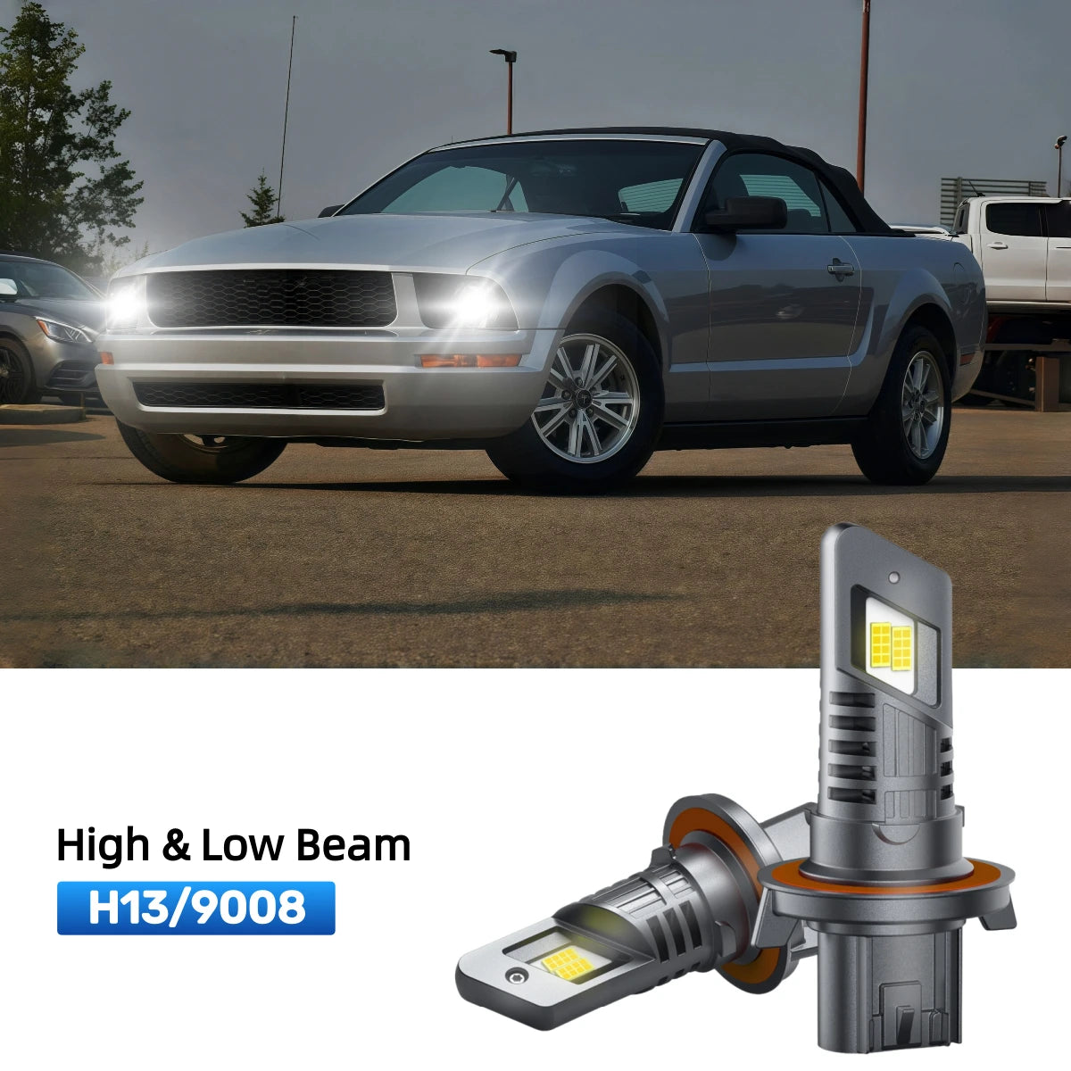RIMTHIN H13 LED High & Low Beam Bulbs Fit for 2005-2007 Ford Mustang