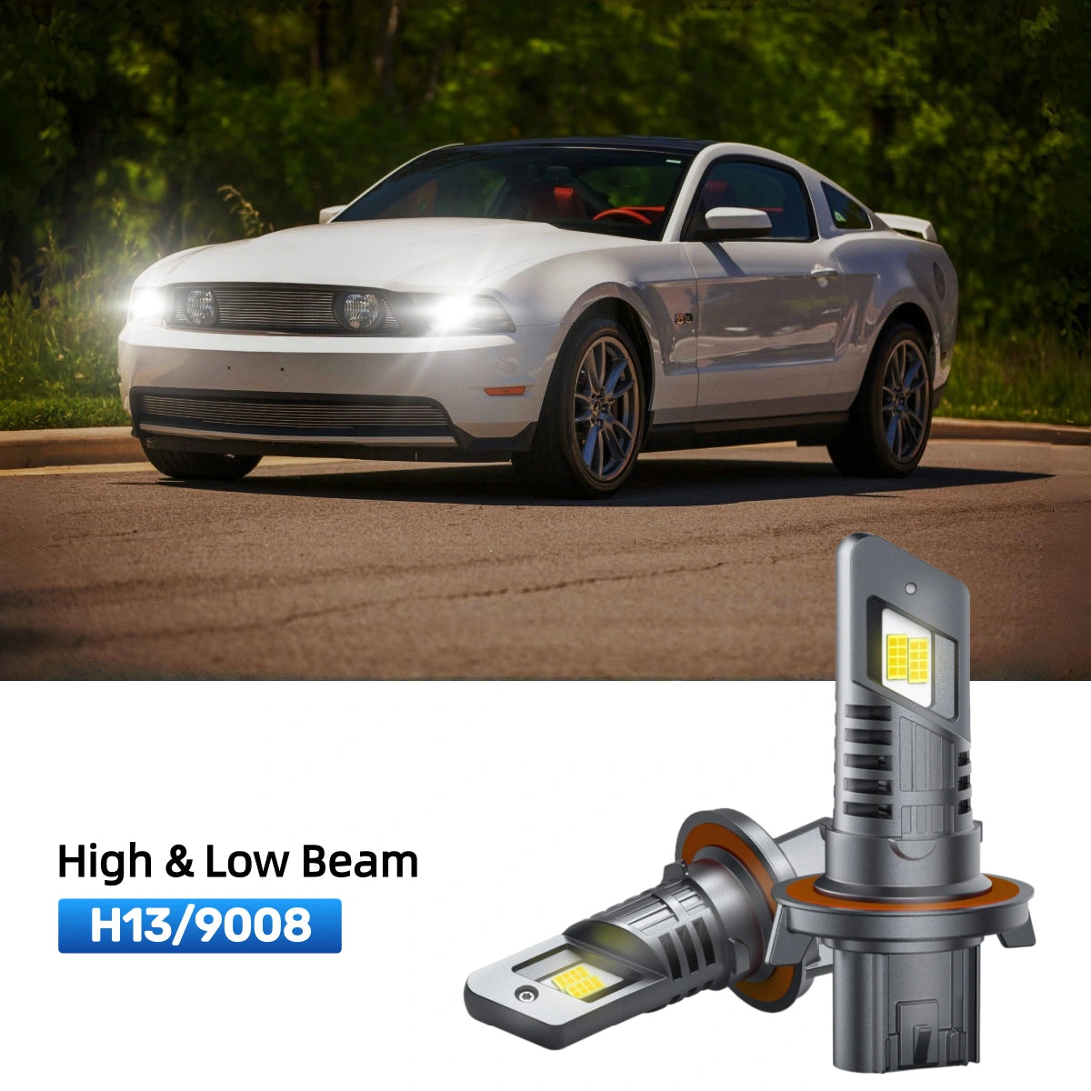 RIMTHIN H13 LED High & Low Beam Bulbs Fit for 2008-2012 Ford Mustang GT