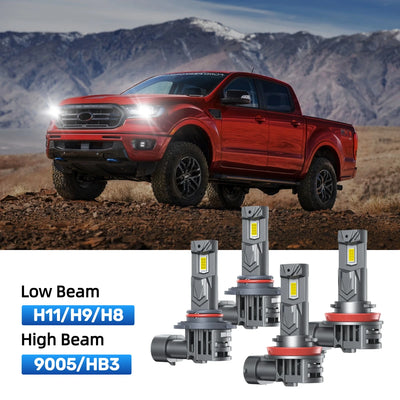 RIMTHIN H11 Low Beam and 9005 High Beam LED Bulbs Kits Fit for 2021 Ford Ranger