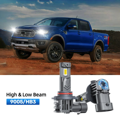 Headlight Bulbs 4-Pack – Fit Ford Ranger 2019–2023, 6000K White Halogen, 65W, 300% Brighter – High & Low Beam Set