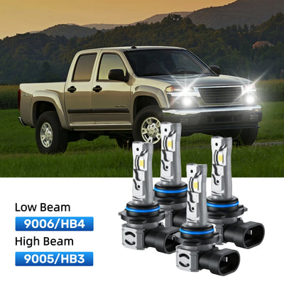 RIMTHIN 9006 Low Beam and 9005 High Beam LED Bulbs Kits Fit for 2004-2012 GMC Canyon