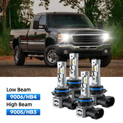 RIMTHIN 9006 Low Beam and 9005 High Beam LED Bulbs Kits Fit for 2001-2003 GMC Sierra 1500 HD