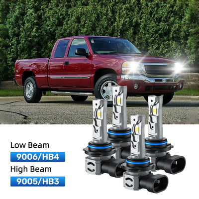 RIMTHIN 9006 Low Beam and 9005 High Beam LED Bulbs Kits Fit for 2003-2004 GMC Sierra 1500