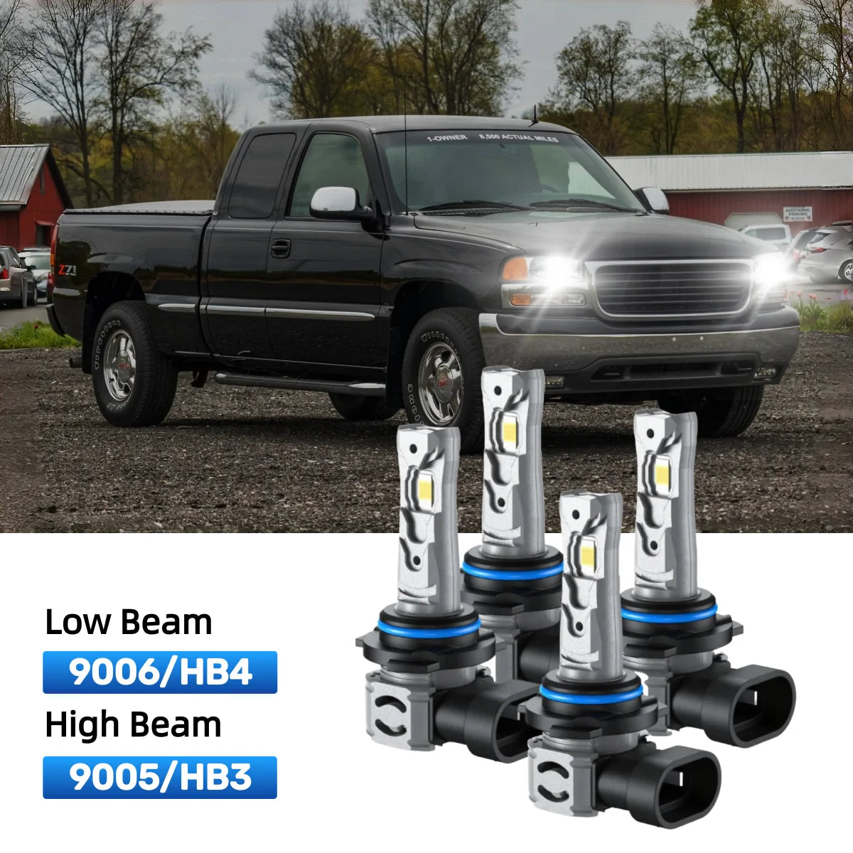 RIMTHIN 9006 Low Beam and 9005 High Beam LED Bulbs Kits Fit for 2002 GMC Sierra 1500