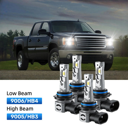 RIMTHIN 9006 Low Beam and 9005 High Beam LED Bulbs Kits Fit for 2007 GMC Sierra 1500