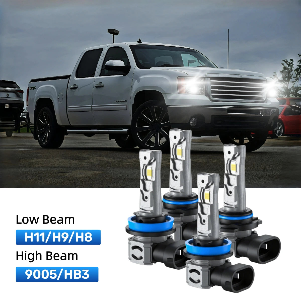 RIMTHIN H11 Low Beam and 9005 High Beam LED Bulbs Kits Fit for 2009-2013 GMC Sierra 1500