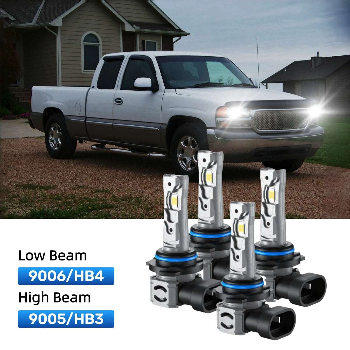 RIMTHIN 9006 Low Beam and 9005 High Beam LED Bulbs Kits Fit for 1999 GMC Sierra 2500